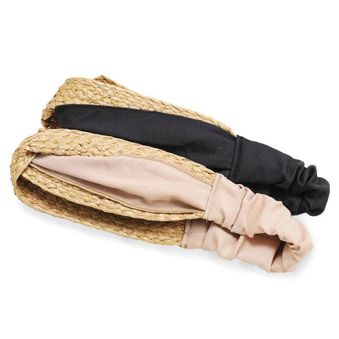 Bandeau cheveux croisé raphia et coton Jalia