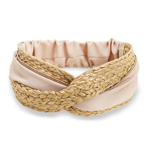 Bandeau cheveux croisé raphia et coton Jalia