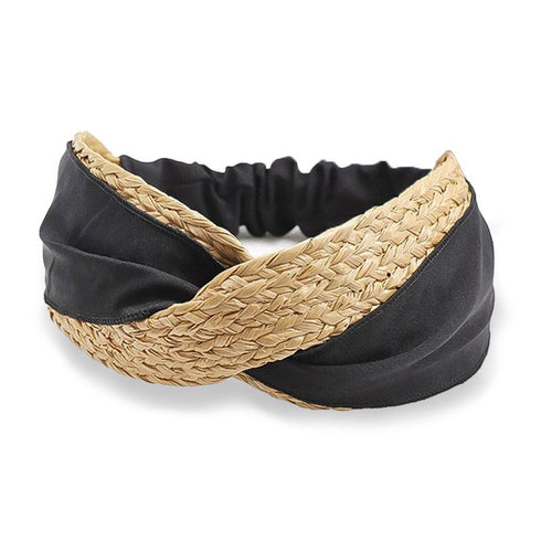 Bandeau cheveux croisé raphia et coton Jalia
