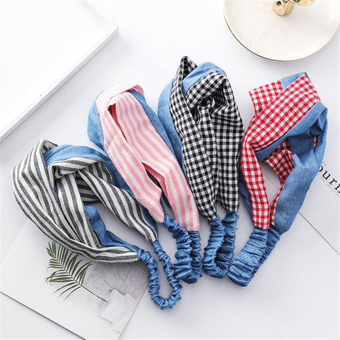 Bandeau cheveux à carreaux Vichy