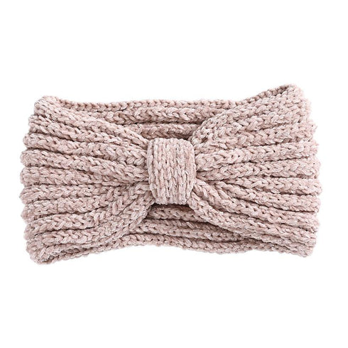 Bandeau cheveux à noeud en laine côtelée Roza