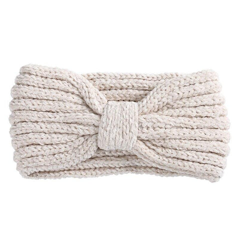 Bandeau cheveux à noeud en laine côtelée Roza