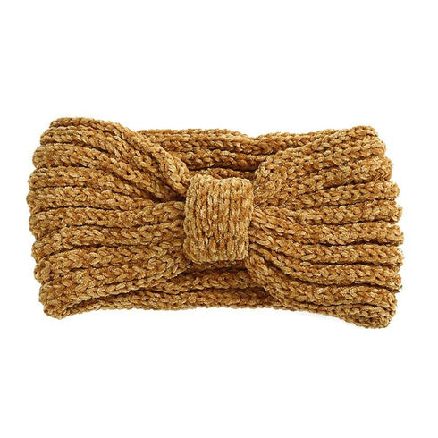 Bandeau cheveux à noeud en laine côtelée Roza