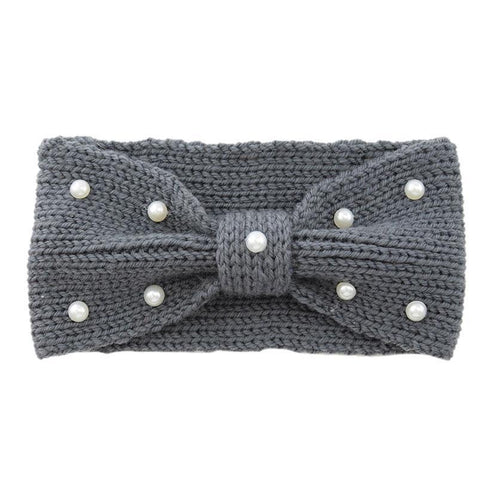 Bandeau cheveux en laine à noeud et perles Donia