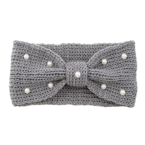 Bandeau cheveux en laine à noeud et perles Donia