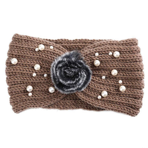 Bandeau cheveux en laine à pompom Ema