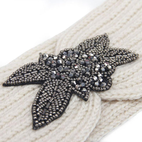 Bandeau cheveux en laine à ornement perles modèle Yéléna