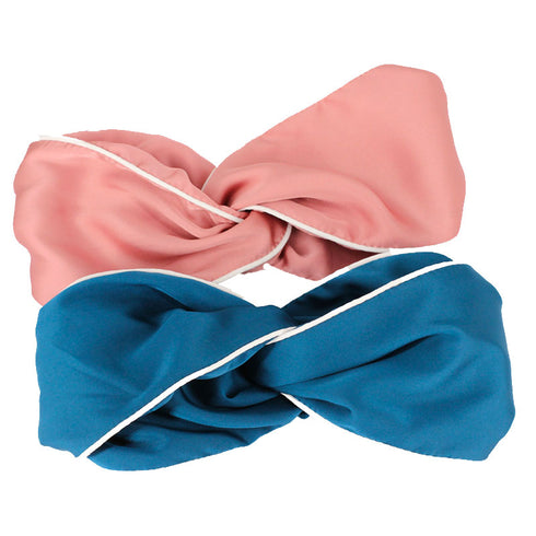 Bandeau cheveux en satin finition passepoil blanc modèle Filippa