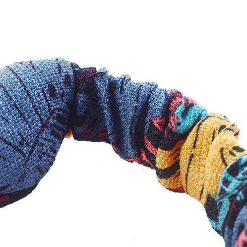 Bandeau cheveux noir motif feuilles tropicales modèle Sigrid