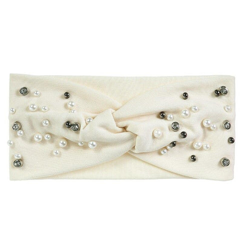 Bandeau cheveux torsadé en perles et cristaux modèle Keya