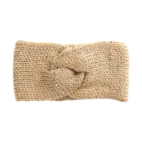 Bandeau cheveux torsadé en laine orné de sequins Asya