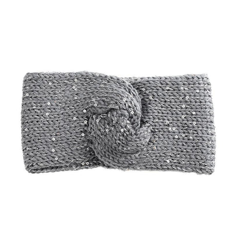 Bandeau cheveux torsadé en laine orné de sequins Asya