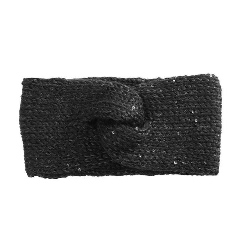 Bandeau cheveux torsadé en laine orné de sequins Asya