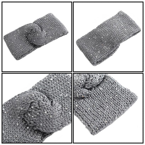 Bandeau cheveux torsadé en laine orné de sequins Asya