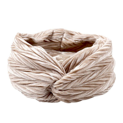Bandeau cheveux torsadé en velours plissé modèle Indira
