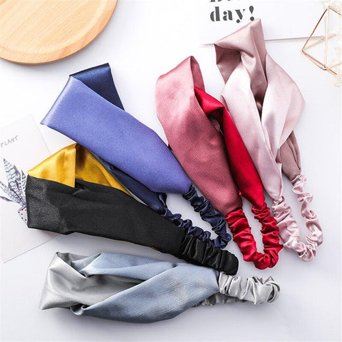 Bandeau cheveux en satin bicolore modèle Grazia