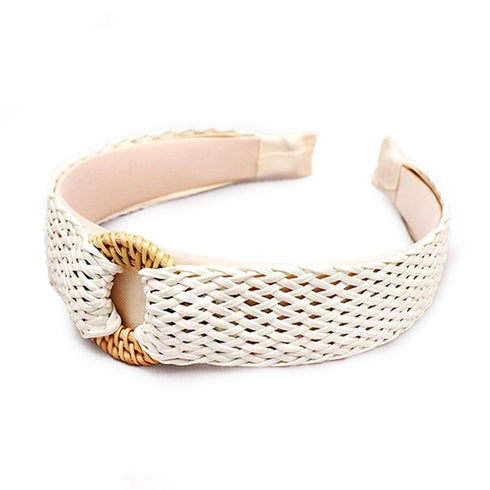 Serre-tête à boucle en raphia tressé Adela