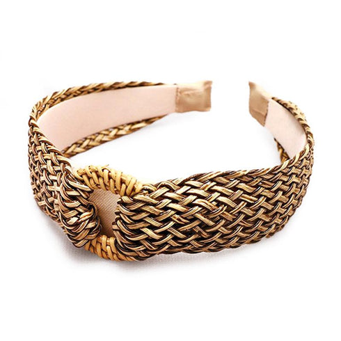 Serre-tête à boucle en raphia tressé Adela