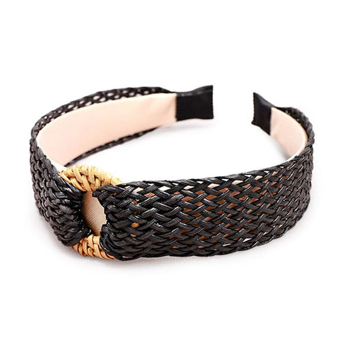 Serre-tête à boucle en raphia tressé Adela