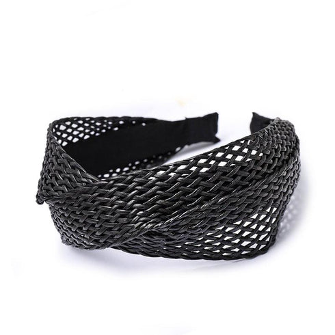 Serre-tête croisé en raphia tressé Léonne