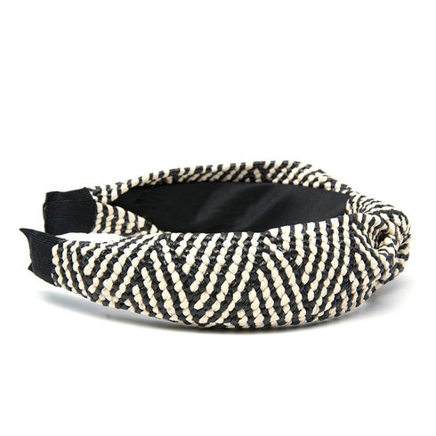 Serre-tête en raphia à chevrons Pia