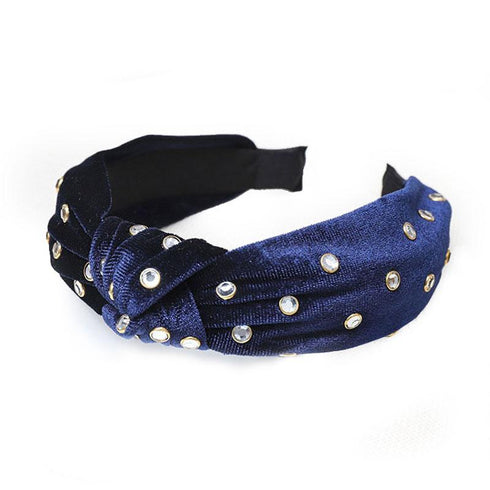 Serre-tête à noeud velours orné de cristaux Rita