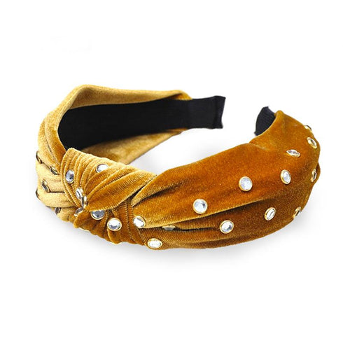 Serre-tête à noeud velours orné de cristaux Rita