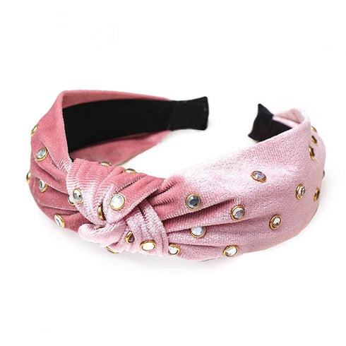 Serre-tête à noeud velours orné de cristaux Rita