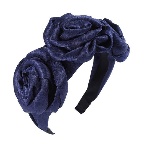 Serre-tête triple roses en satin Scarlett